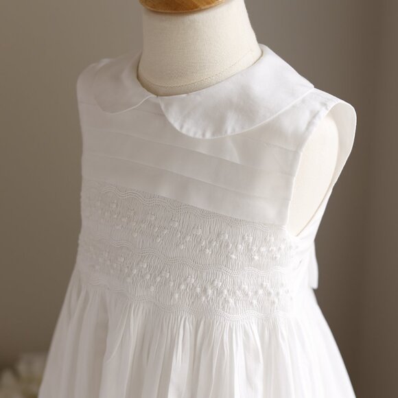 Strasburg White Smocked Heirloom Sleeveless Dress Flower Girl RARE FIND NWOT - Picture 6 of 7